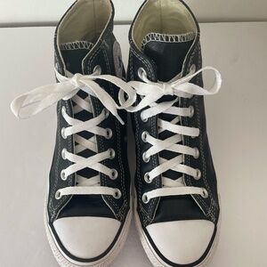 Converse Black-RARE - LEATHER and White High-Top Sneakers